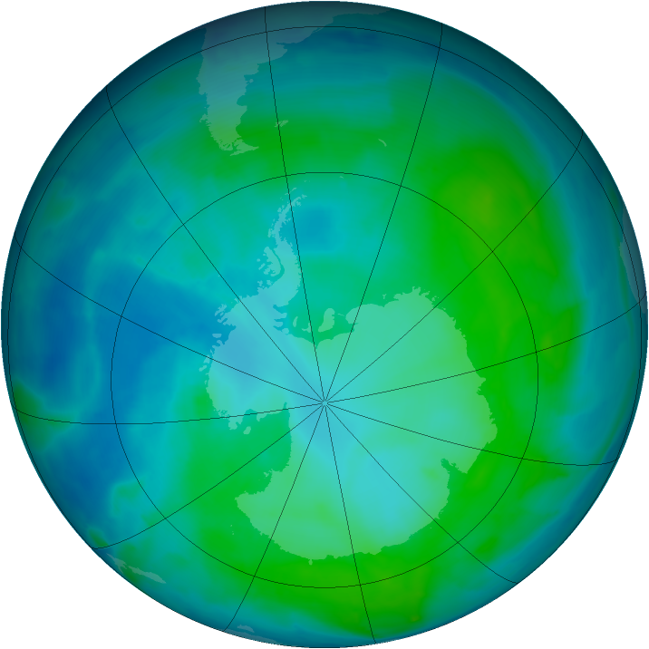 Antarctic ozone map for 27 January 2014